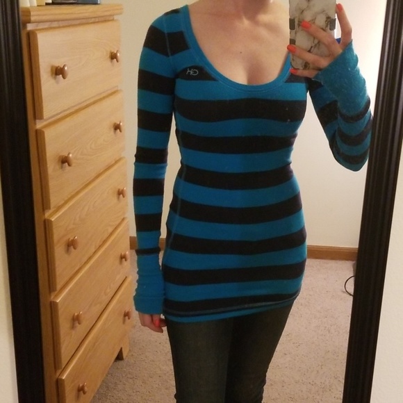 Gilly Hicks Tops - Navy blue and lighter blue long sleeve t shirt